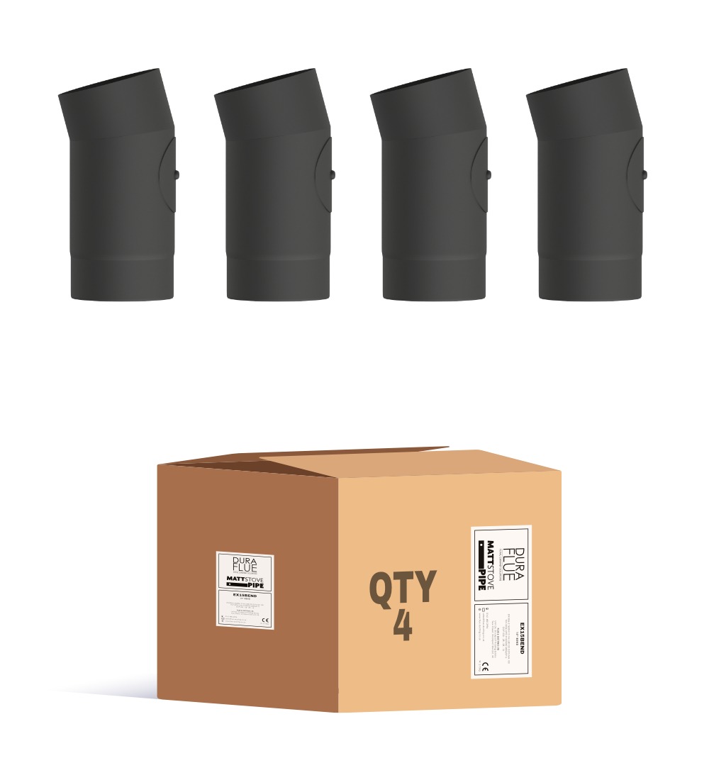 Matt Black Elbow 15° With Door 6 Inch (150mm) Box Of 4 