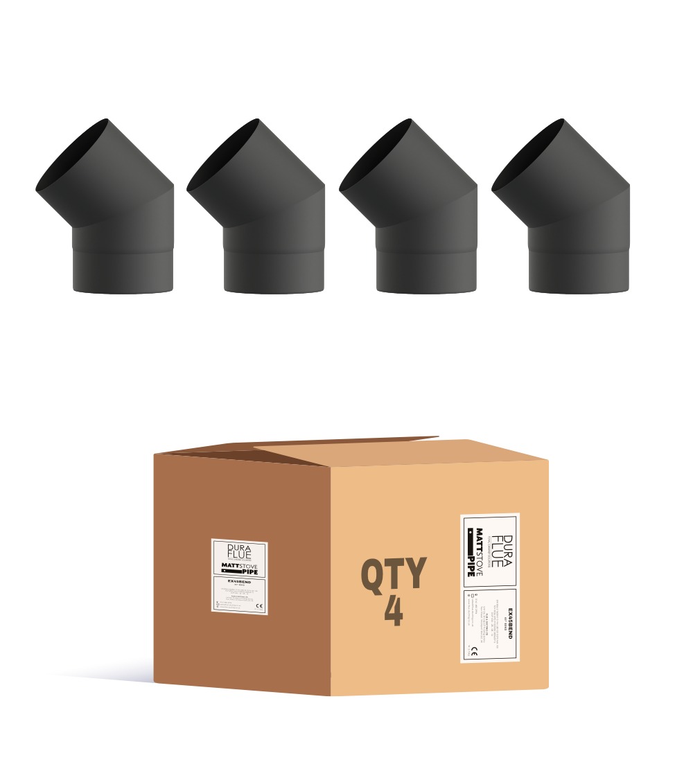 Matt Black Elbow 45° 6 Inch (150mm) Box Of 4 