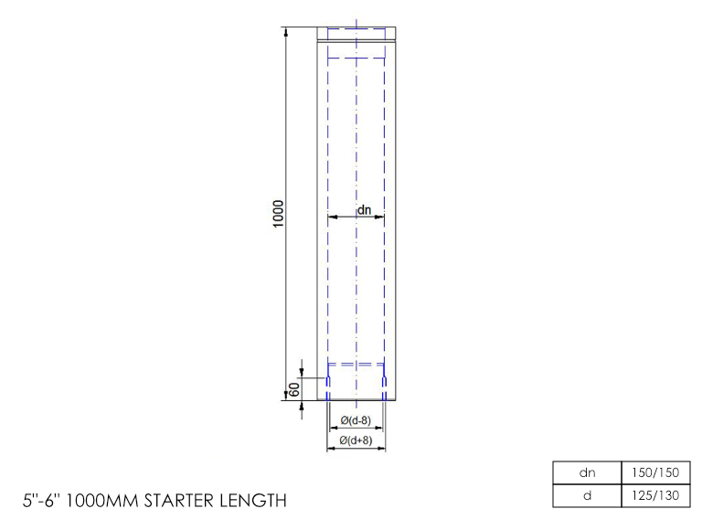 DTW 1000mm Starter Length with Built in Standard Adapter 5 - 6 Inch MB
