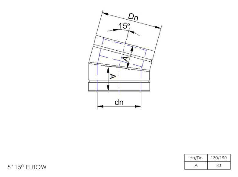 DTW 15 Degree Elbow 6 Inch MB