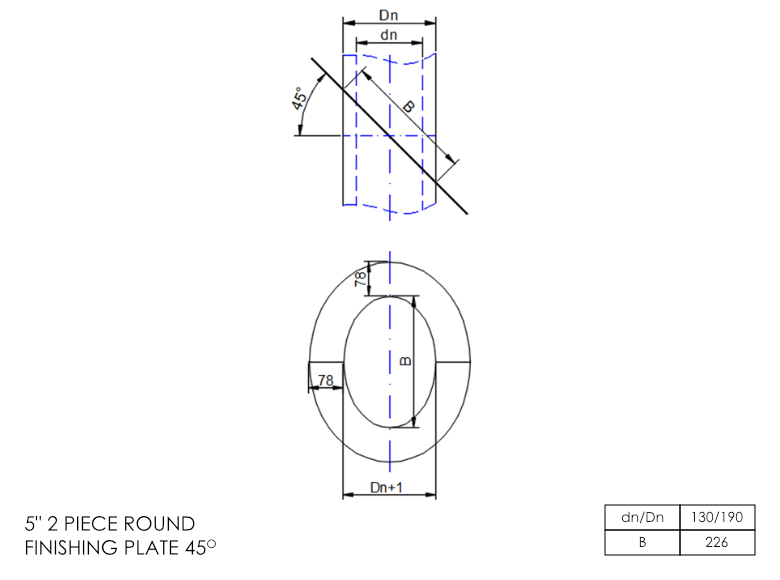 DTW 2 Part 45 Degree Finishing Plate 5 Inch SS