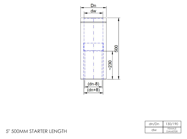 DTW 500mm Starter Length with Built in Standard Adapter 5 Inch MB