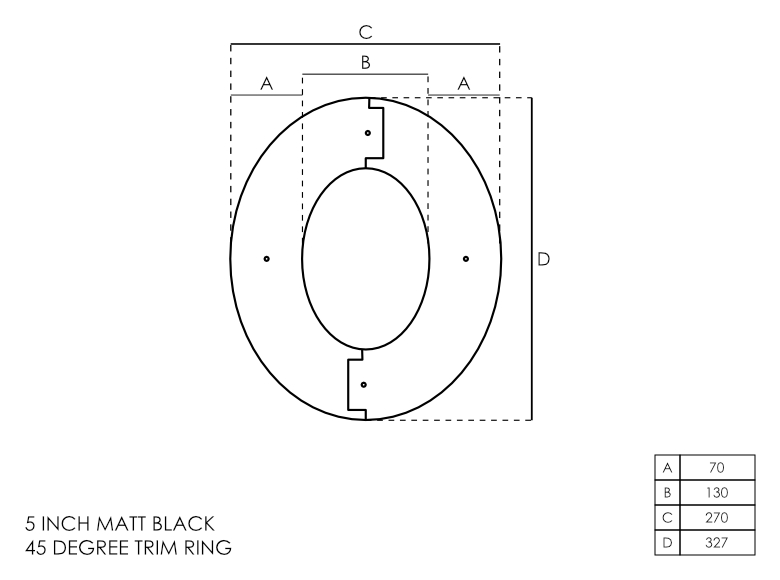 MATT Black 45 Degree Split Trim Ring 5 Inch (125mm) Box Of 10 | Flue ...