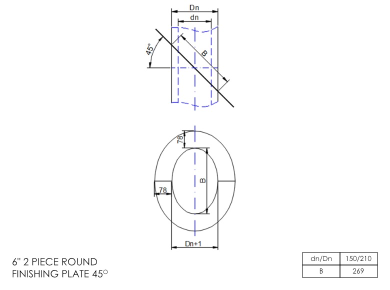 DTW 2 Part 45 Degree Oval Finishing Plate 6 Inch MB NEW 0.4mm Galvanised