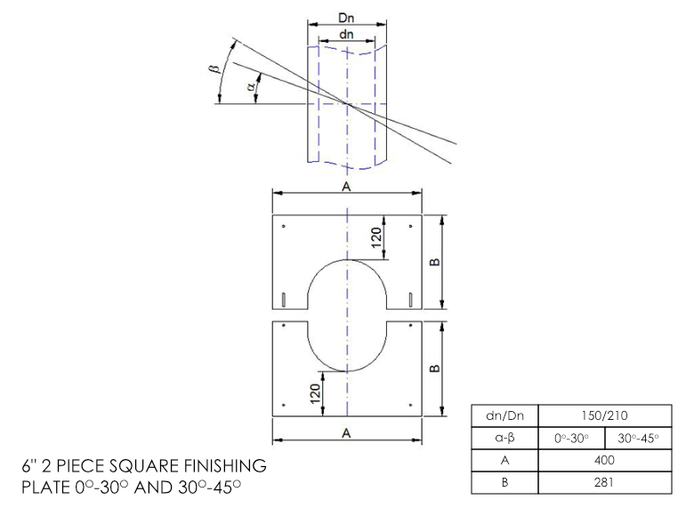 DTW 2 Part 0-30 Degree Finishing Plate 6 Inch SS