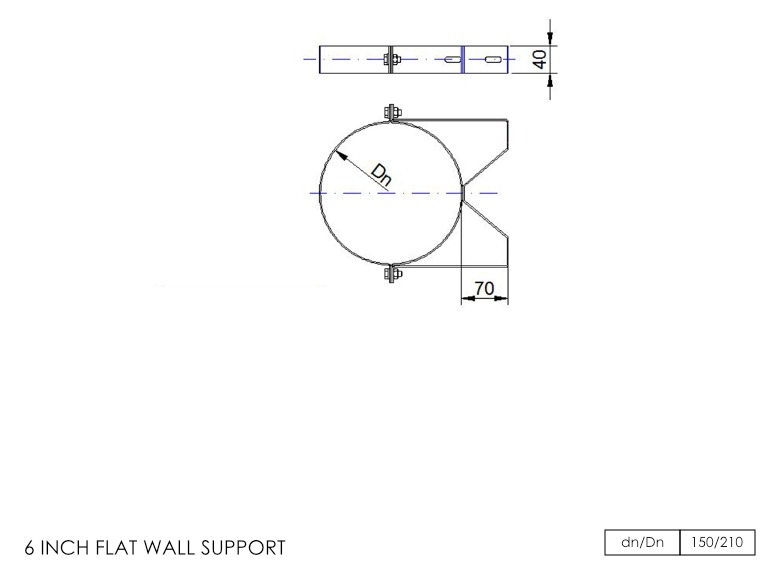 DTW Flat Wall Support 6 Inch SS