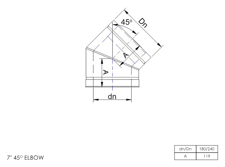 DTW 45 Degree Elbow 7 Inch MB