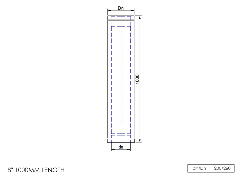 DTW 1000mm Straight Length 8 Inch SS