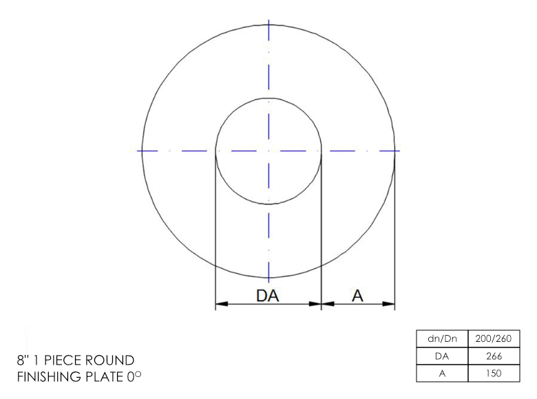 DTW 1 Part 0 Degree Finishing Plate 8 Inch SS
