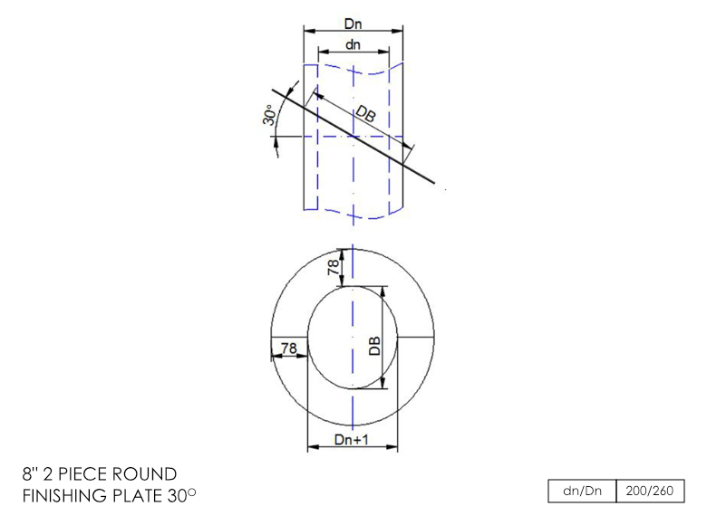 DTW 2 Part 30 Degree Finishing Plate 8 Inch SS