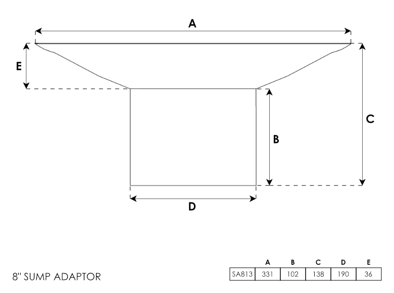 Sump Adapter 8 Inch 