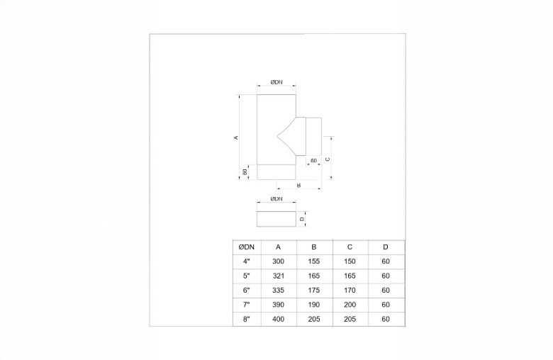 MATT Black 90 Degree T Piece with End Cap 4 Inch (100mm)