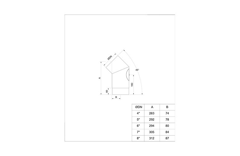 Matt Black Elbow 45° With Door 8 Inch (200mm) Box Of 2 