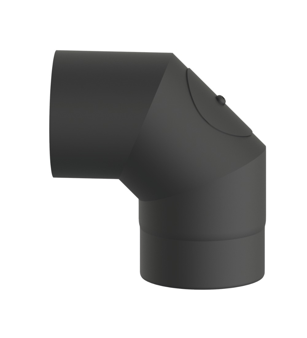 Matt Black Elbow 90° With Door 8 Inch (200mm)